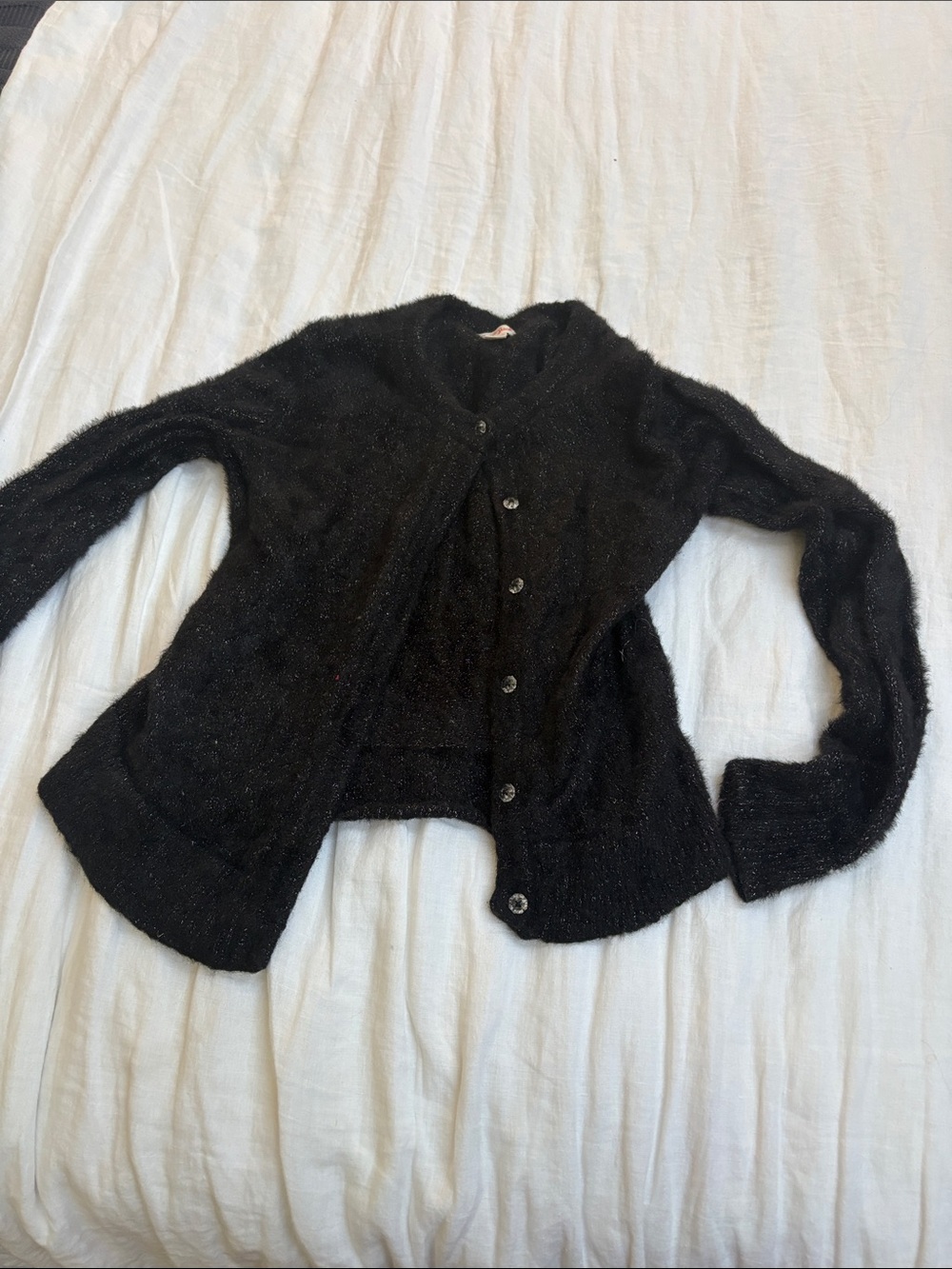 Cat & Jack Black Sparkle Button-Front Cardigan